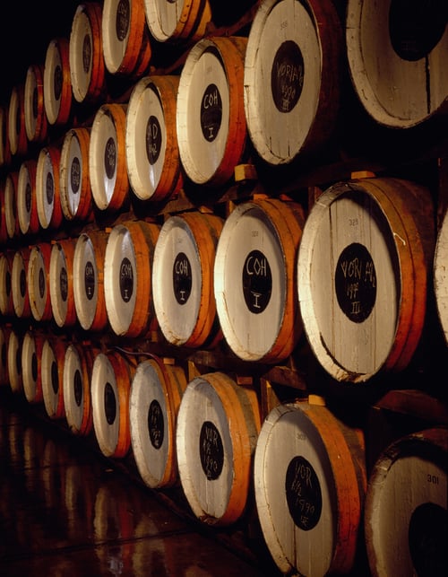 Rum barrels at E&A Scheer warehouse